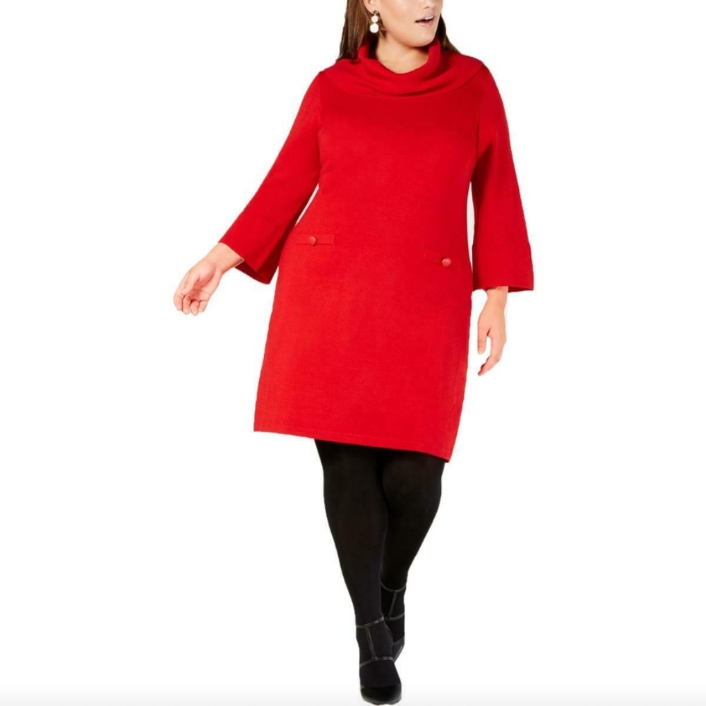 NWT! Jessica Howard Cowl Neck Red Sweater Dress Plus 3X